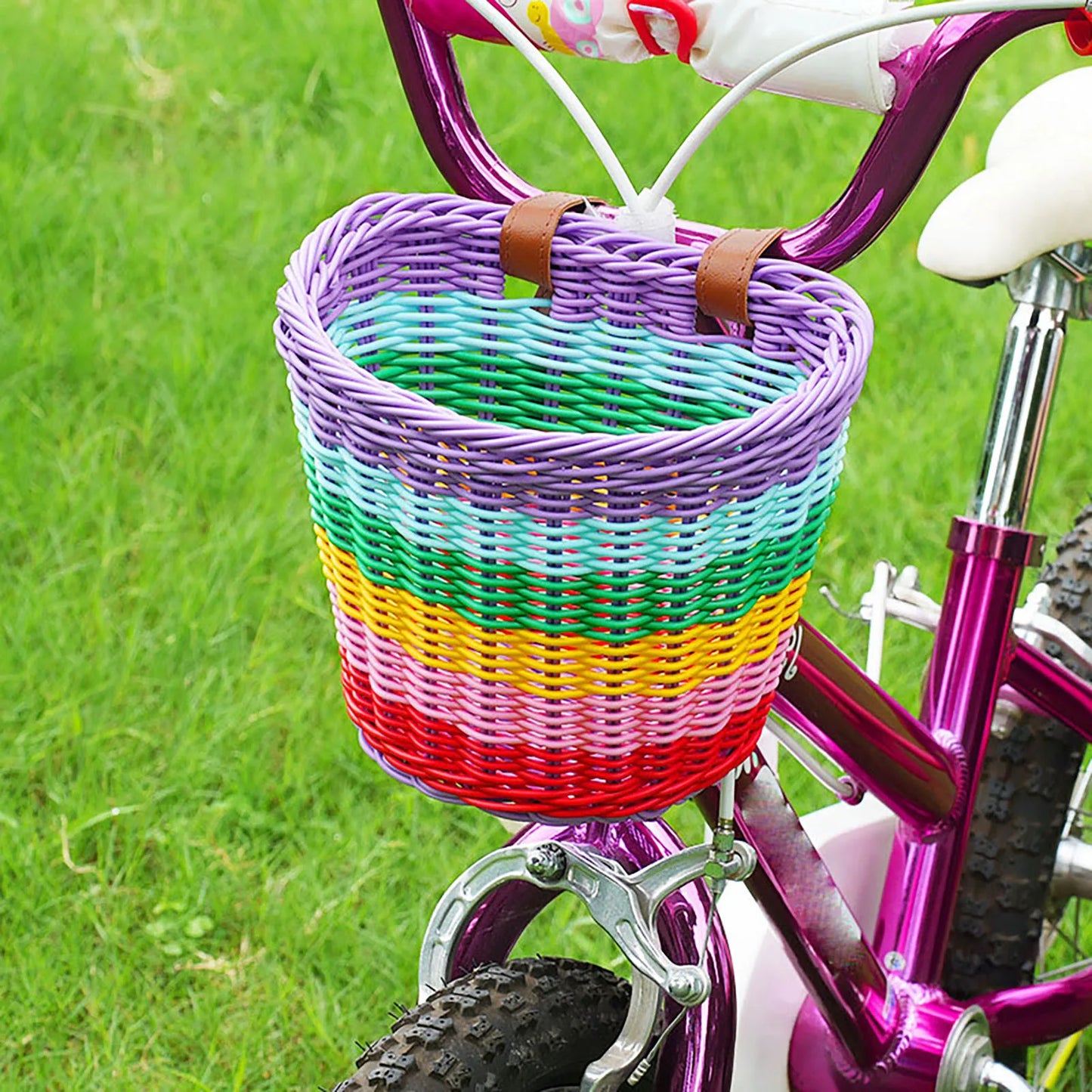 Kid Front Handlebar Bike Basket Vintage Rainbow Color Front Bicycle Basket Suitable for Most Type of Bikes Peaceful Pleasures Health and Wellness