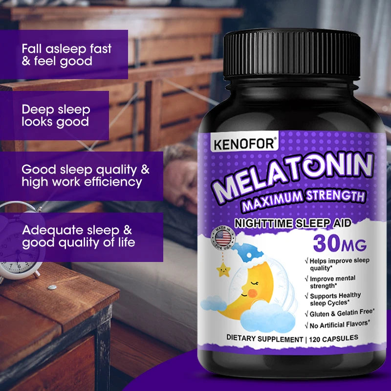 Melatonin Capsules 30mg - Promote Falling Asleep Quickly, Calm The Mind, Natural Sleep Aid Supplement Peaceful Pleasures Health and Wellness