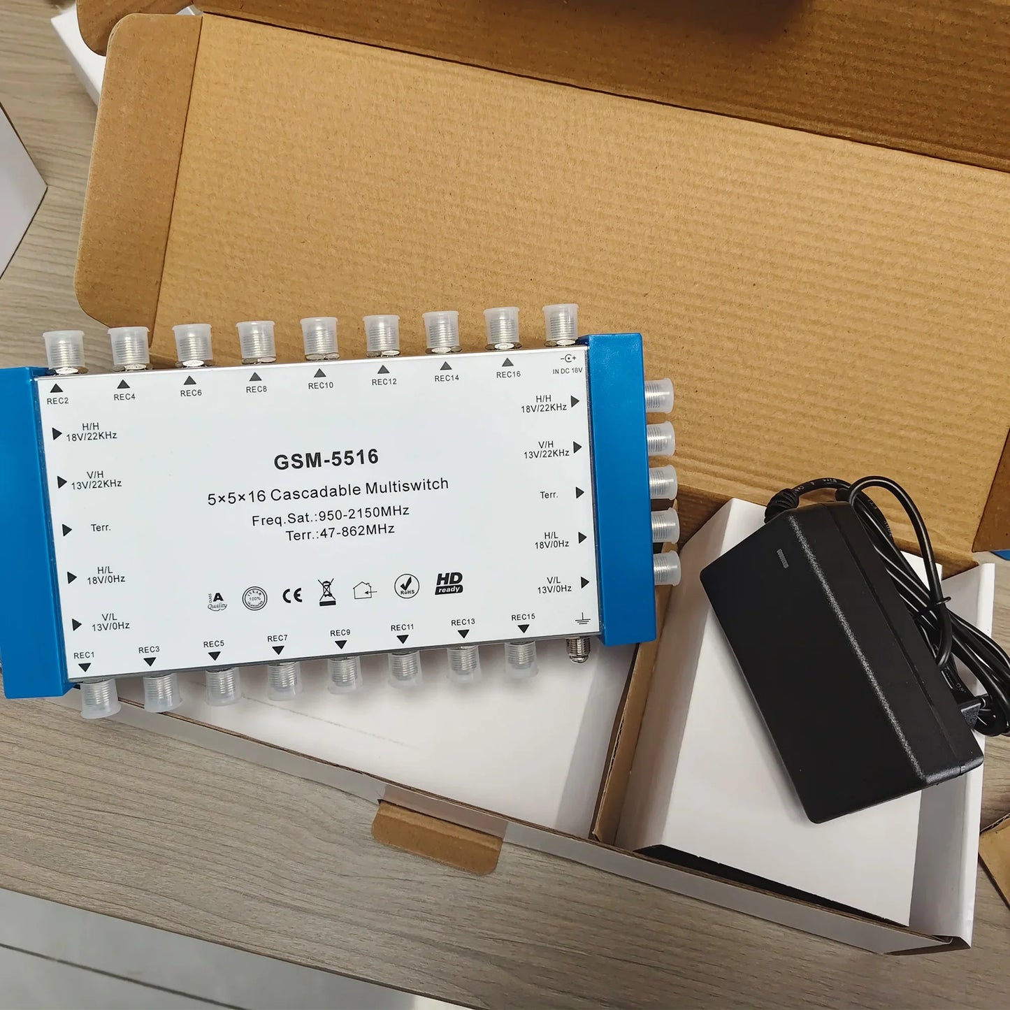 Tuoying 5/9-in 16-out Satellite Multi-Switch DiSEqC Distributor