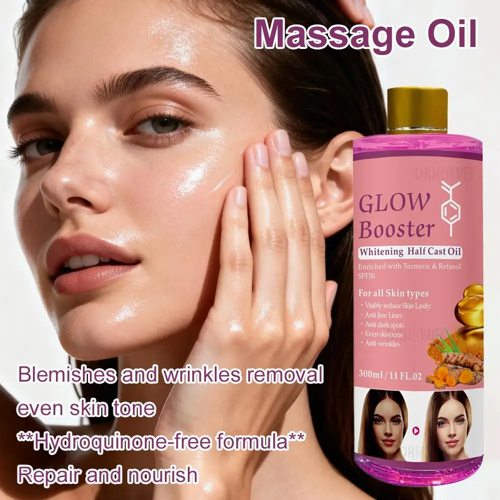 Booster Lightening Radiance Half Cast Oil 300ml Brightening Body Oil for All Skin Types, Brightening & Repairing Body Oil Skinca Peaceful Pleasures Health and Wellness