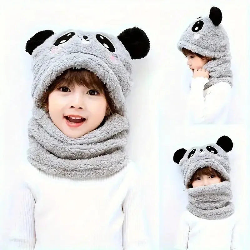Kids Bear-Ear Hooded Hat & Scarf Set | Warm Winter Knit