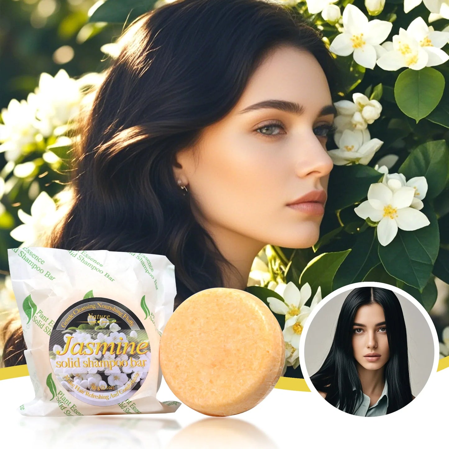 Jasmine Handmade Shampoo Soap – Bamboo Charcoal & Ginger Bar