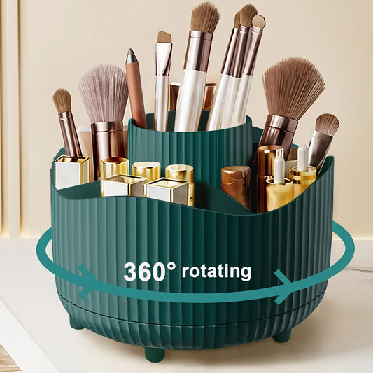 360° Rotating Makeup Organizer | 5-Slot Brush & Cosmetic Holder Makeup Organizer Peaceful Pleasures Health and Wellness A Green