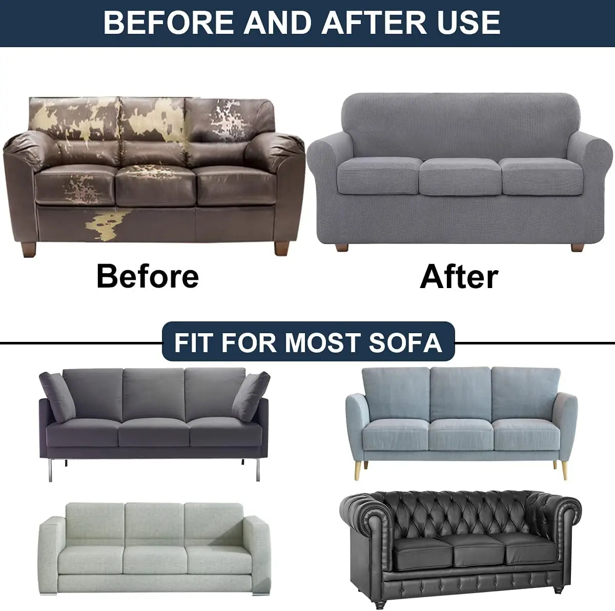 2/3/4/5 Piece Sofa Covers for 1/2/3/4 Cushion Couch Slipcover Soft Stretch Furniture Covers for Dogs Non Slip Sofa Protector Peaceful Pleasures Health and Wellness