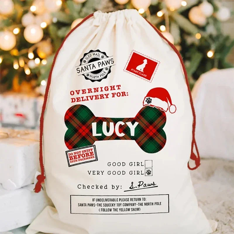 Personalised Santa Sack | Dog & Pet Christmas Stocking Bag