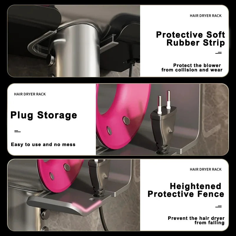 Wall Mounted Hair Dryer Holder | No-Drill Bathroom Organizer