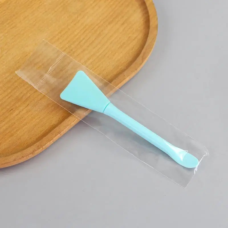 Double Head Dual-use Facial Mask Brush Silicone Facial Mask Stick With Scoop Facial Beauty Tool Peaceful Pleasures Health and Wellness Blue