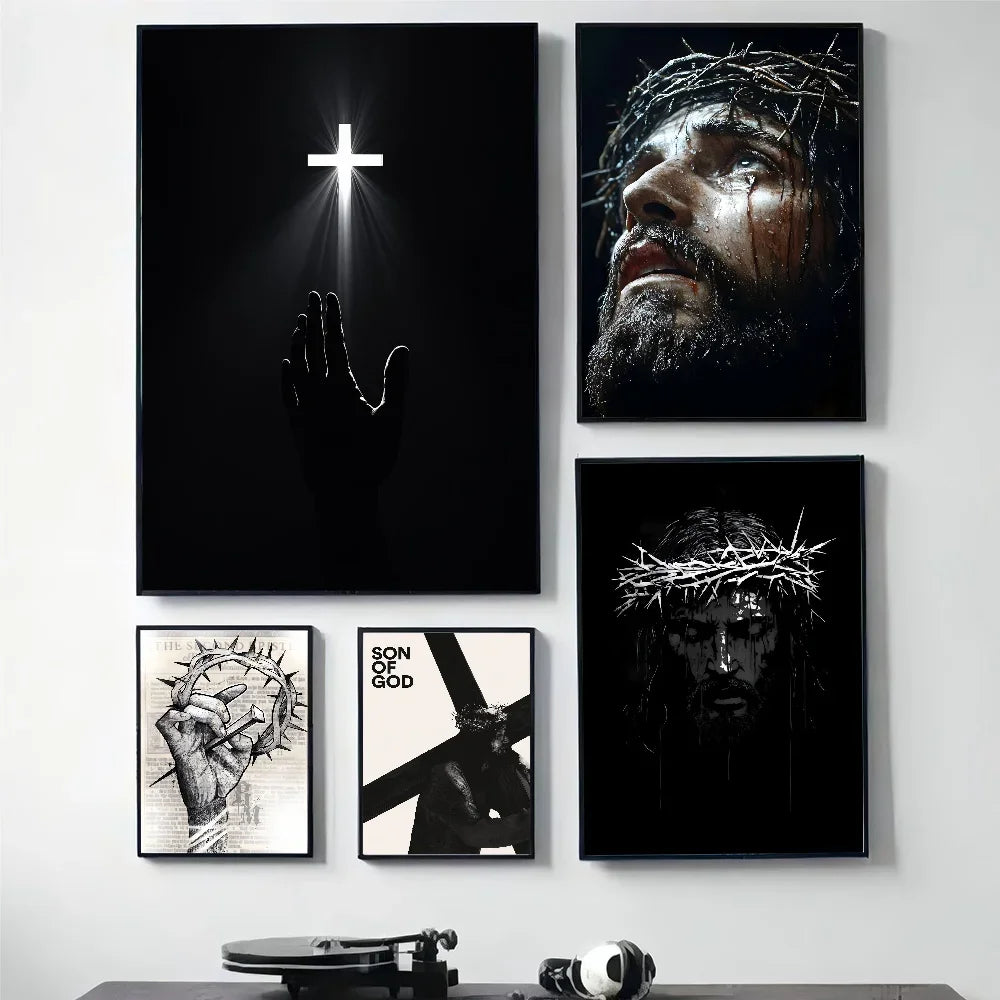 1pc frameless Son of God Jesus Cross Holy Light Wall Art, HD Canvas Print Poster, Suitable for Home, Living Room, Room Decoratio Peaceful Pleasures Health and Wellness