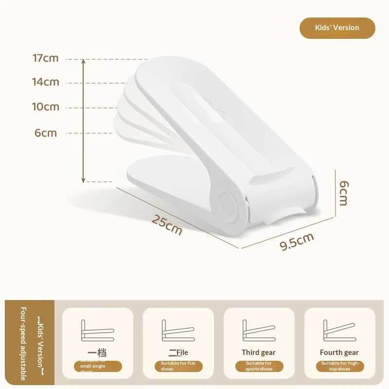 New 10Pcs Shoe Stacker Adjustable Shoe Slots Organizer Shoes Slots Space Saver Double Deck Rack Holder for Children and Adults Peaceful Pleasures Health and Wellness White Child 10PCS
