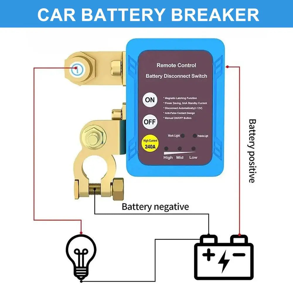 240A Remote Battery Disconnect Kill Switch 12/24V with Display