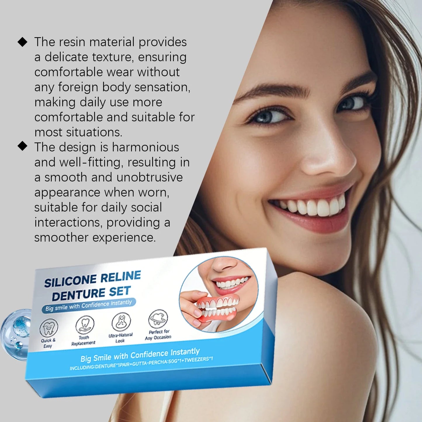 Moldable Smile Veneers – Instant Cosmetic Fake Teeth Denture Set