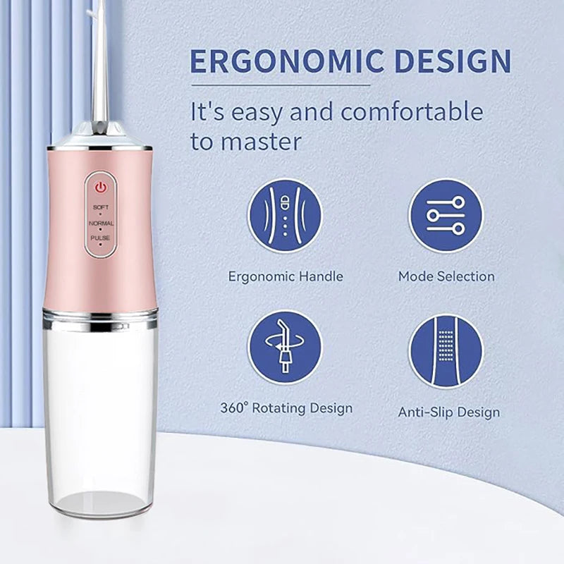 Portable Water Flosser Oral Irrigator – USB Rechargeable, 4 Tips