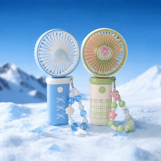3-Speed USB Rechargeable Handheld Mini Fan with Bead Chain Handheld Mini Fan Peaceful Pleasures Health and Wellness