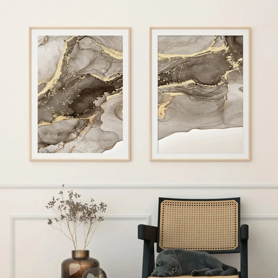 Triad Marble Beige Abstract Canvas Wall Art | Minimalist Décor Canvas Wall Art Peaceful Pleasures Health and Wellness