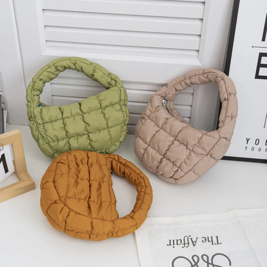 Mini Quilted Puffer Tote Bag | Circle Phone Purse & Key Pouch Mini Puffer Tote Bag Peaceful Pleasures Health and Wellness