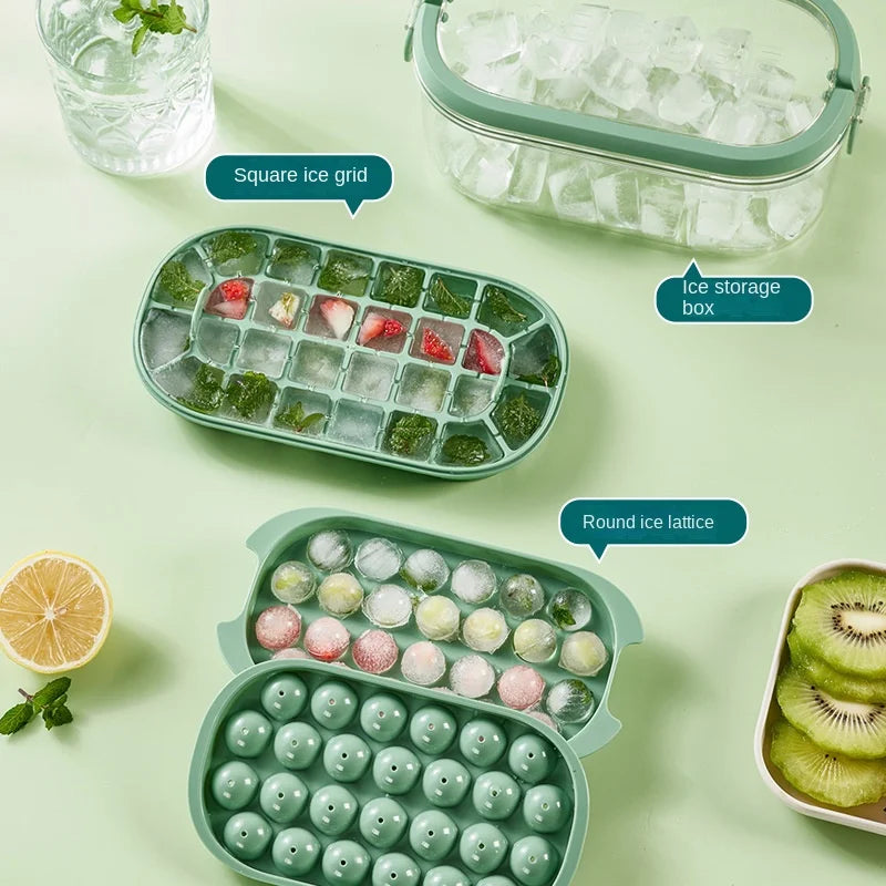 Silicone Ice Cube Tray with Lid and Storage Bin Ice Ball Maker Mold Reusable 2 Layers Plastic Mini Round Ice Ball Maker Mold Peaceful Pleasures Health and Wellness