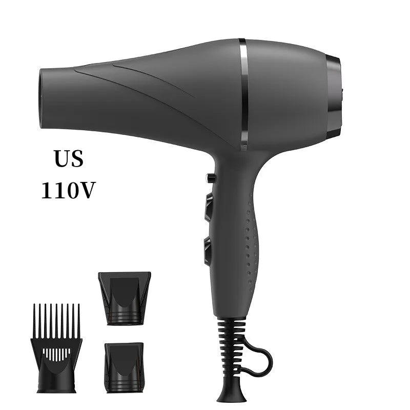 Popular High-Speed Hair Dryer 2200w High-Power Fast Drying Bass Noise Reduction Household Hair Salon Model 110V/220V Peaceful Pleasures Health and Wellness Grey -US(110V)
