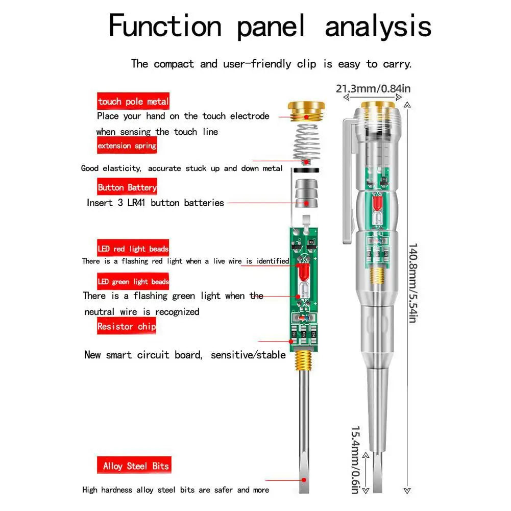 Intelligent Non-Contact Voltage Tester Pen - AC Voltage Detector 70-250V with Smart Power Indication - Safe Live Wire Detection Peaceful Pleasures Health and Wellness