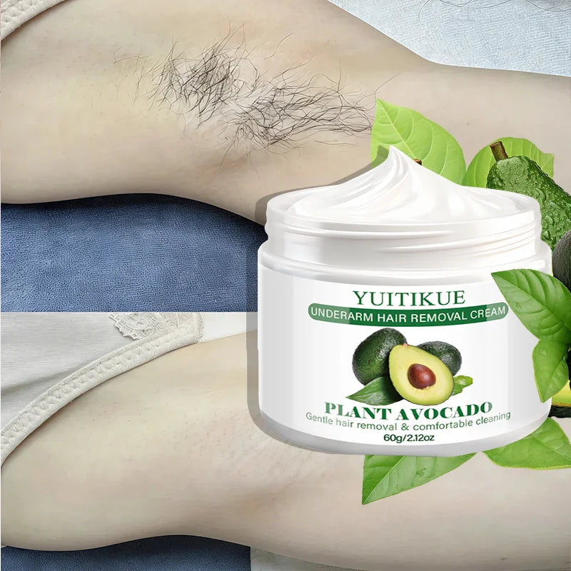 Yuitikue Avocado Underarm Hair Removal Cream, 60g Gentle Plant-Based Hair Remover for Smooth Skin, Painless & Comfortable Peaceful Pleasures Health and Wellness