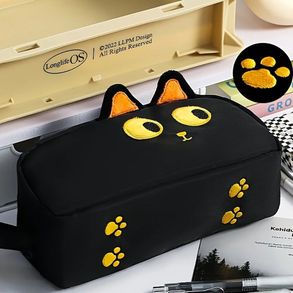 3D Black Cat Pencil Case | Large Capacity Paw Print Gift