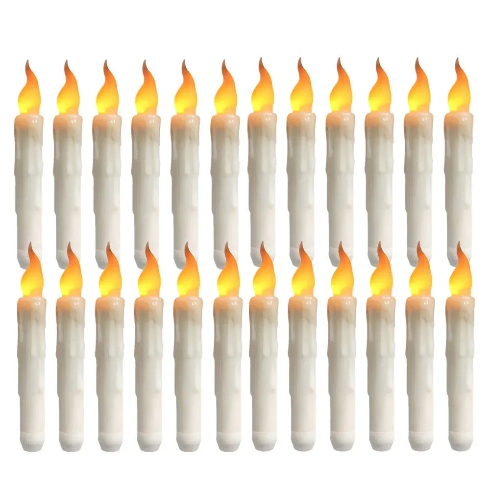Flameless Flickering Taper Candles Without Remote Control Timer