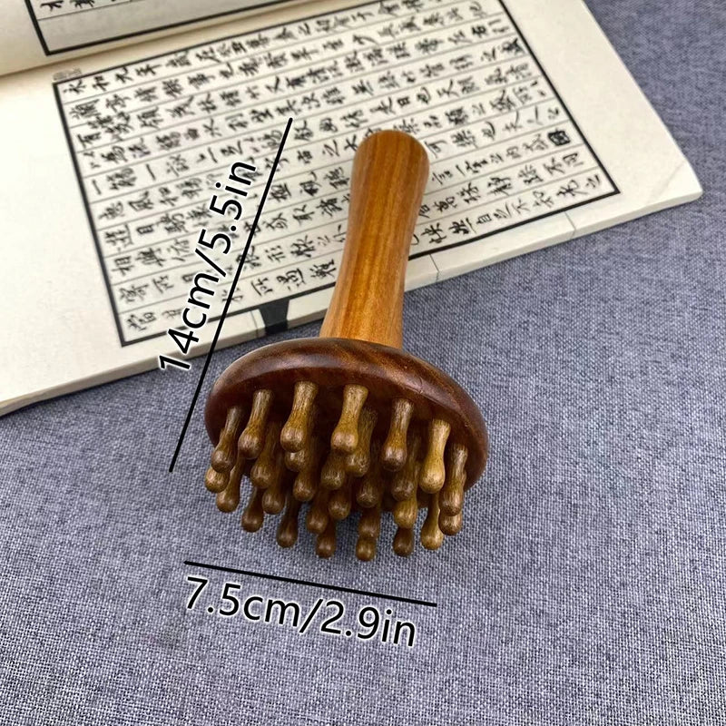 Sandalwood Gua Sha Meridian Massage Brush – Full Body Relief