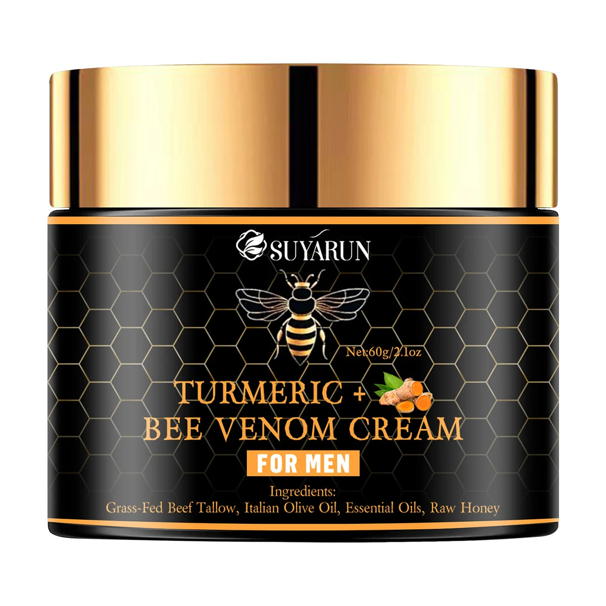 SUYARUN Bee Venom for Men Anti-aging Cream moisturizes, tightens, reduces wrinkles, glycerin and bee venom, moisturizes skin. Peaceful Pleasures Health and Wellness 60g