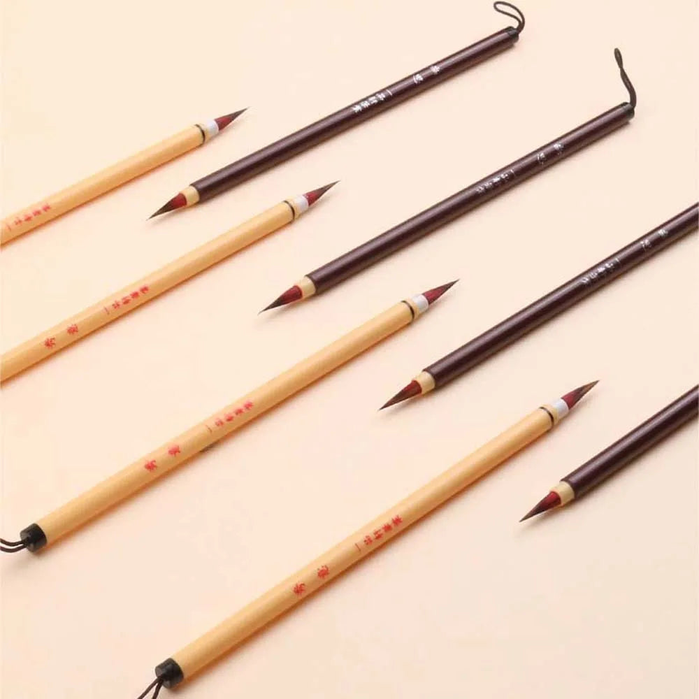 2pcs Soft Hair Chinese Brush Imitation Rabbit Hair Lightweight Painting Pen for Chinese Soft Grip Classical Hook Line Pen Office Peaceful Pleasures Health and Wellness