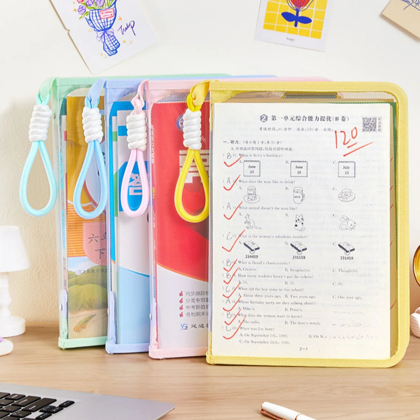 A4 Transparent Zippered Document Bag with Clip & Mesh Pouch