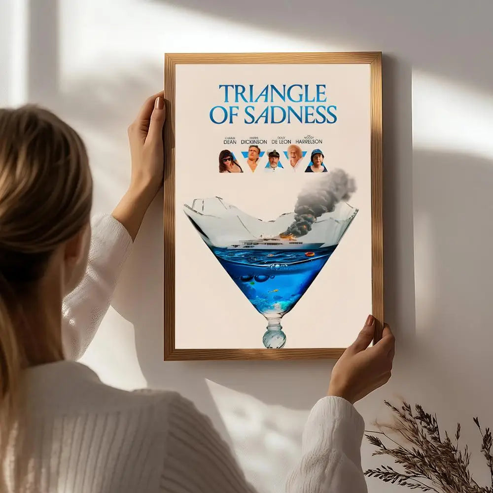 Movie T-Triangle of Sadness Poster HD Self Adhesive Waterproof Wall Art Ideal for Home Office Dorm Bedroom Great Gift Peaceful Pleasures Health and Wellness White6 21X30cmNoframe