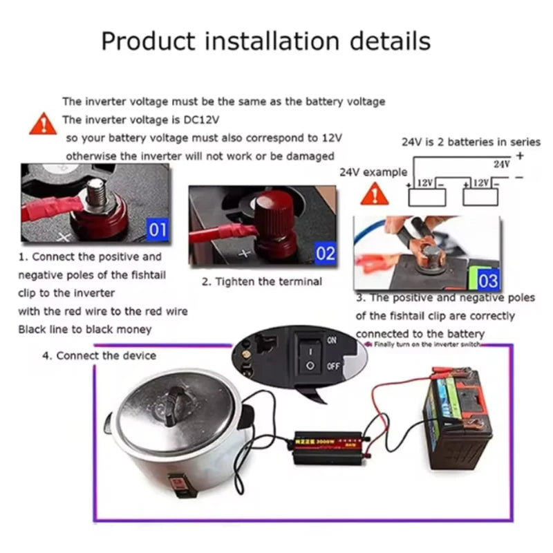 NEW Inverter 12v 220v Pure Sine Wave 1600W / 3000W Transformer Convert Multi-function Socket Converter Car inverter Peaceful Pleasures Health and Wellness