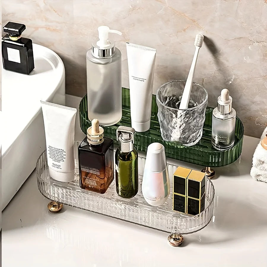 Acrylic Bathroom Vanity Tray – Makeup & Skincare Organizer for Dresser & Countertop