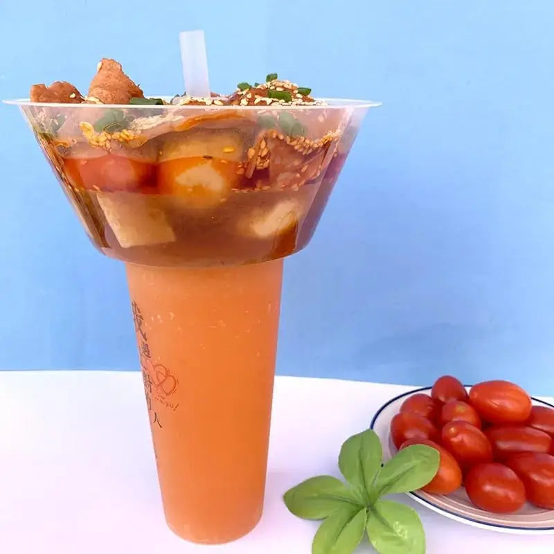 20/50 Disposable Snack Bowl and Drink Cup Set in One for Your Party Takeaway Container for Drink Beverage Transparent Protest Peaceful Pleasures Health and Wellness
