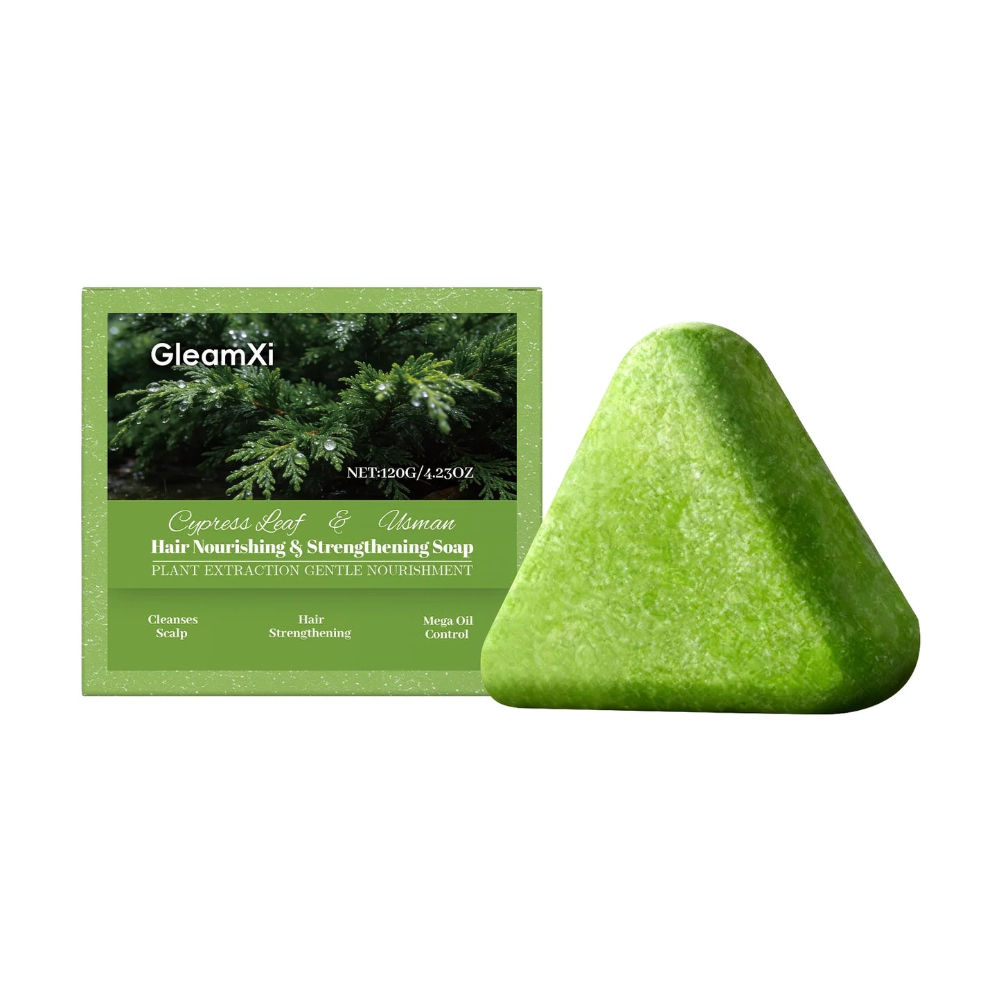 Usman Grass Shampoo Soap Gentle Cleansing Oil Control Volumizing Strengthen Hair Roots Soothing Scalp Repair Smooth Shampoo Soap Peaceful Pleasures Health and Wellness 120g boxed