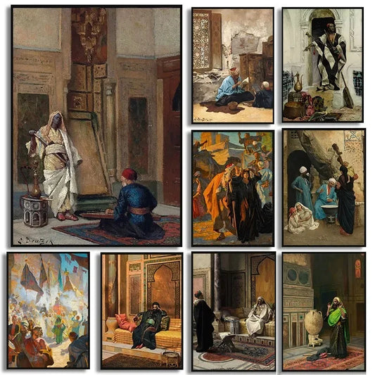Canvas Painting Gerome Classic Artwork Arabs Living Landscape Poster Arabic Carpet Merchant Wall Art Pictures Home Decor Peaceful Pleasures Health and Wellness