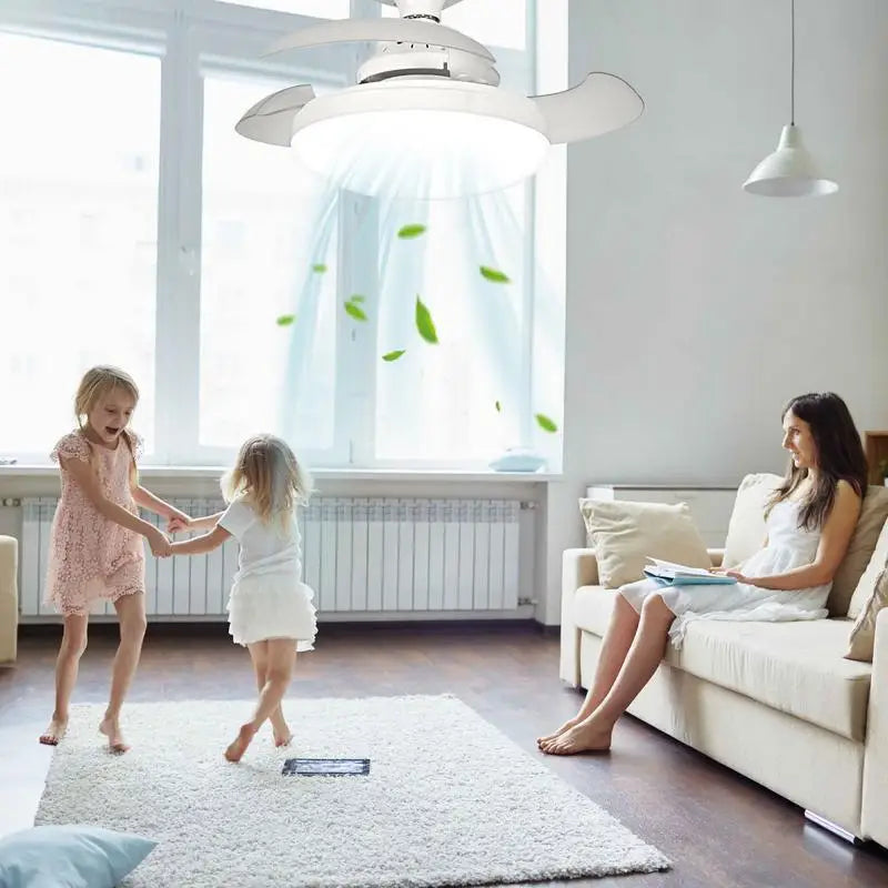 Ceiling Fan Lighting Home Quiet Invisible Fan Light Retractable LED Ceiling Fan With Lights Remote Dimmable Home Accessories Peaceful Pleasures Health and Wellness