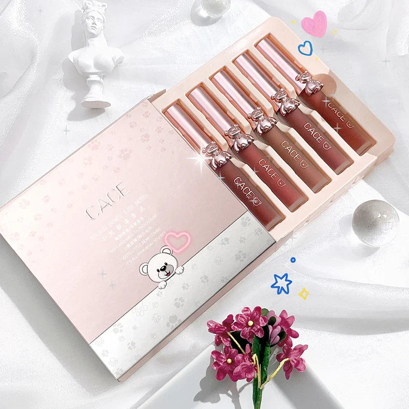 CACE Matte Velvet Lip Gloss Set – 5 Long-Lasting Shades