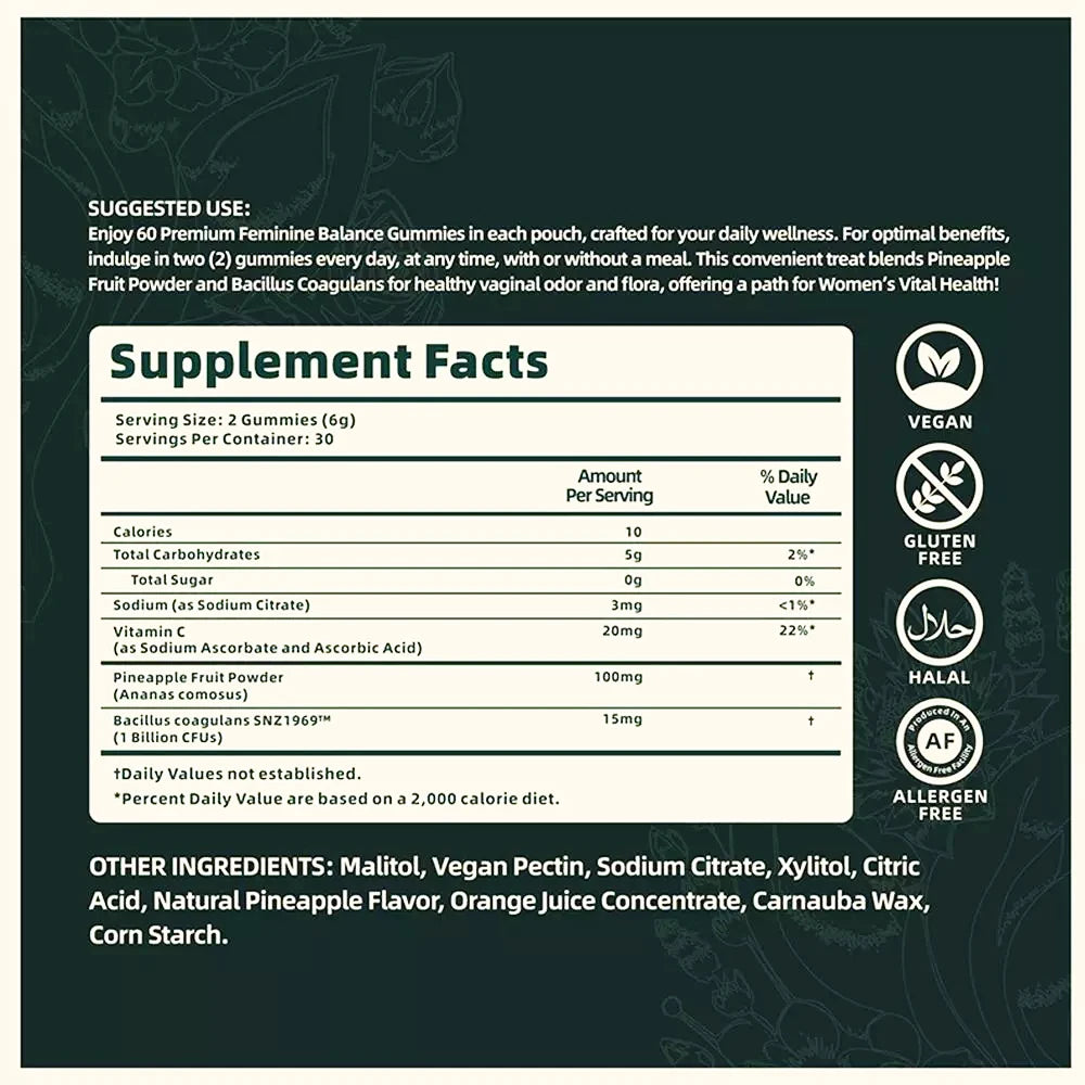 Feminine Balance Gummies – Hawaiian Pineapple Probiotic Peaceful Pleasures Health and Wellness