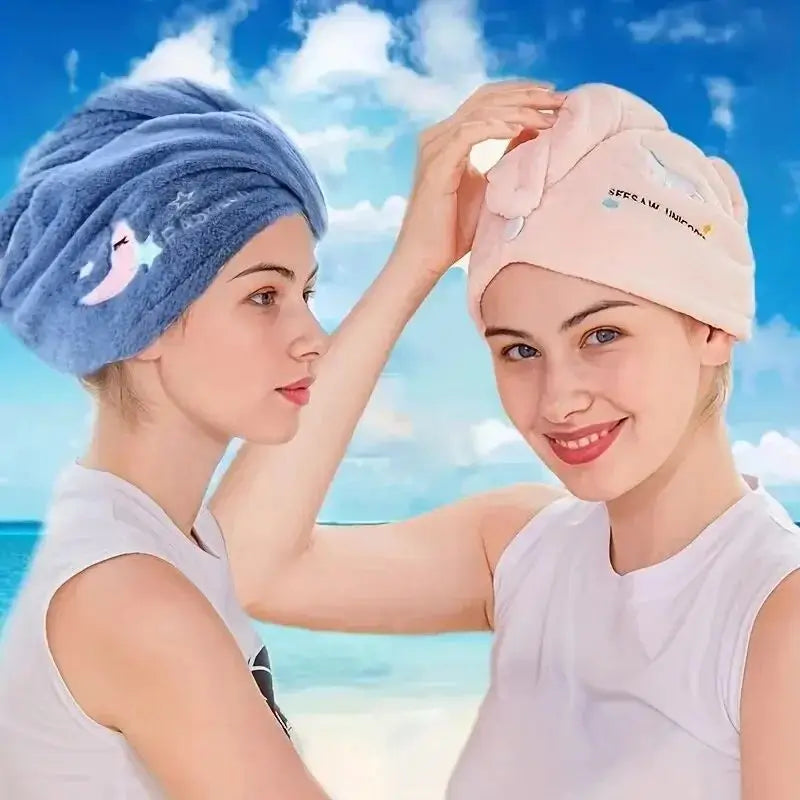 1pc Quickly Dry Hair Hat Super Absorbent Soft Bathroom Women Head Towels Girls Cute Hair Towel Hair Dry Wrap Bonnets Peaceful Pleasures Health and Wellness