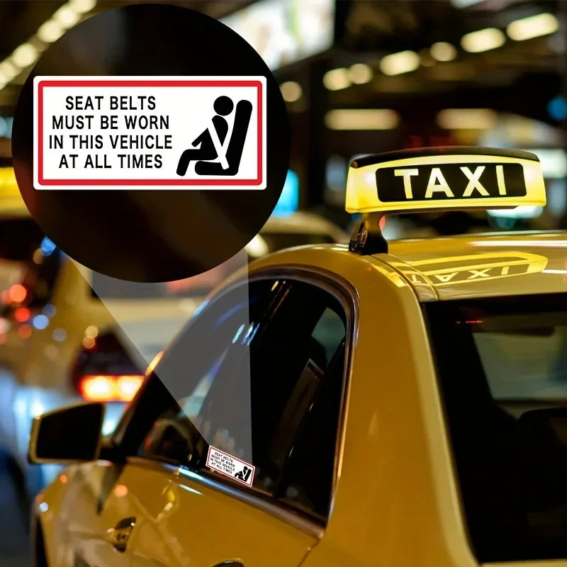 Pack of 6 100mmx50mm Remind Passengers To Wear Seat Belts Sign Stickers - Seat Belts Must Be Worn In This Vehicle Peaceful Pleasures Health and Wellness