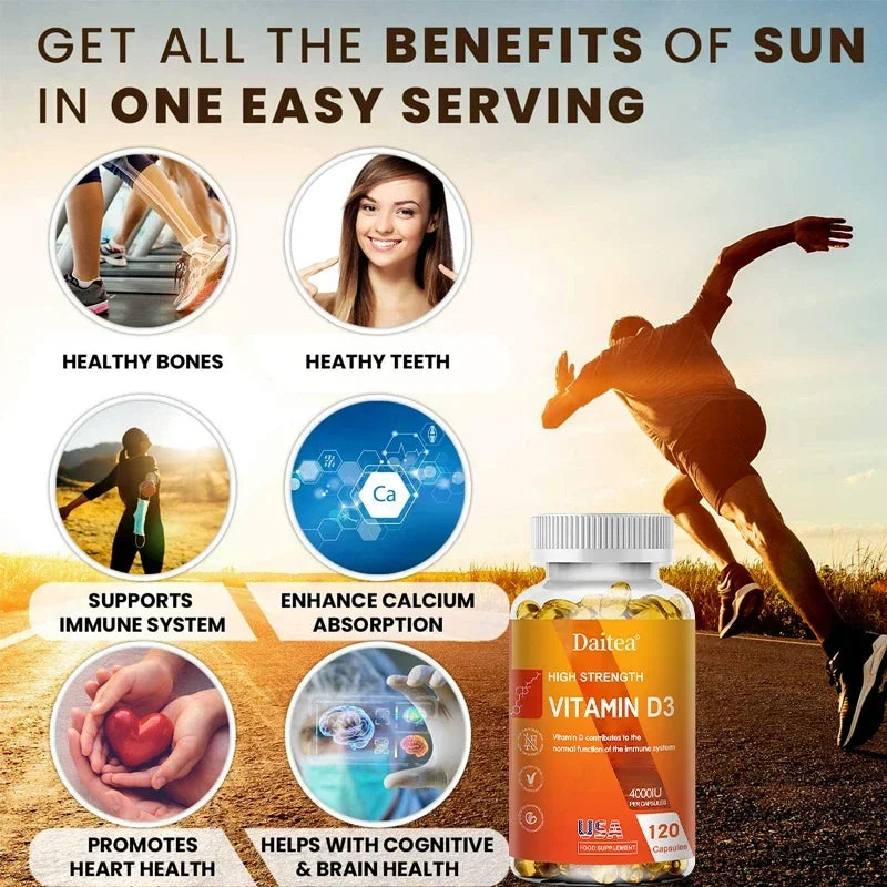 Vitamin D3 Capsules 4000IU Provide Immune, Bone Support, Promote Calcium Absorption, Promotes Muscle Health, Nervous System Peaceful Pleasures Health and Wellness