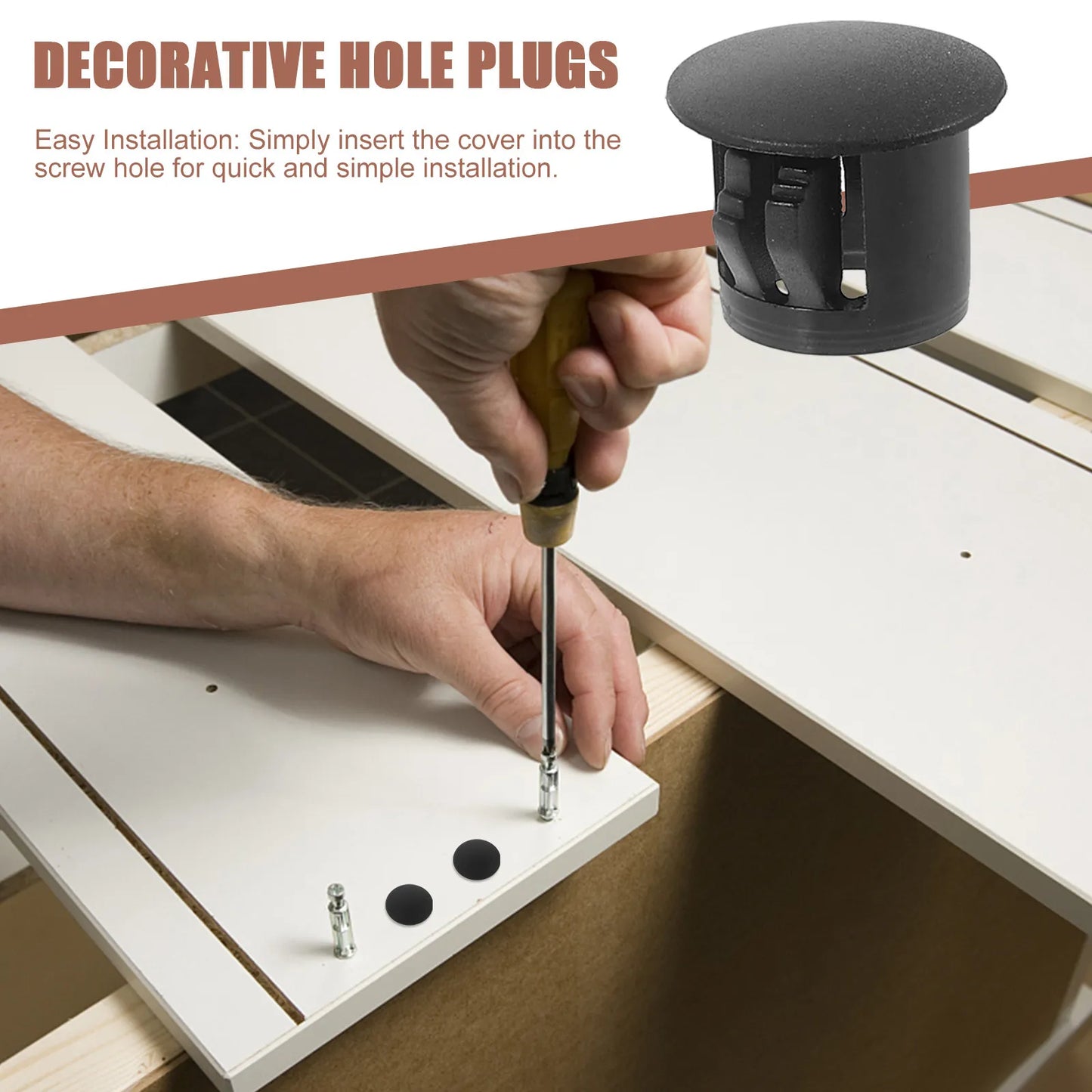 20Pcs Plastic Screw Hole Plugs 10Mm Diameter Hole Cover Caps for Furniture Cabinets Cupboards Doors Windows Reusable Decorative Peaceful Pleasures Health and Wellness