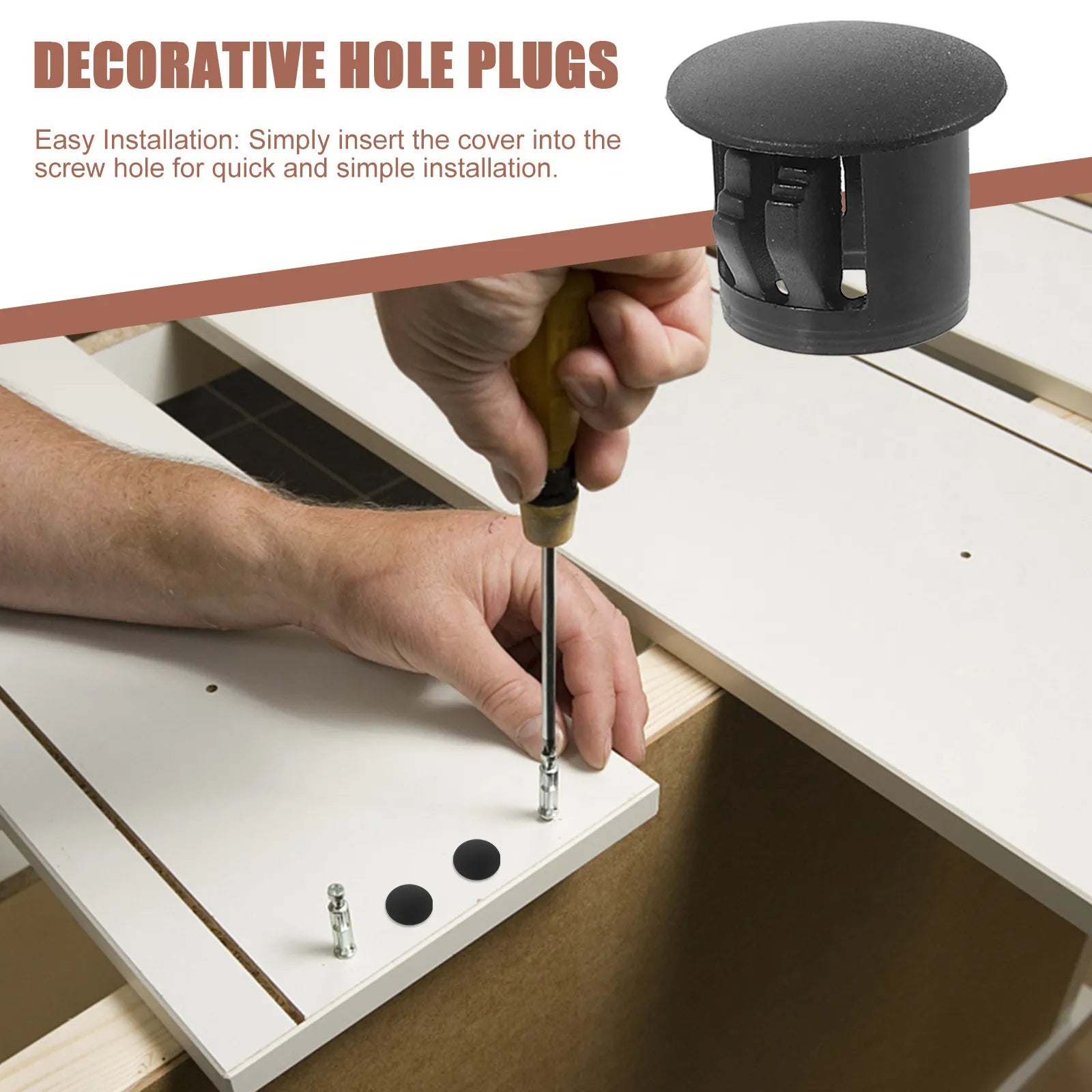 20Pcs Plastic Screw Hole Plugs 10Mm Diameter Hole Cover Caps for Furniture Cabinets Cupboards Doors Windows Reusable Decorative Peaceful Pleasures Health and Wellness