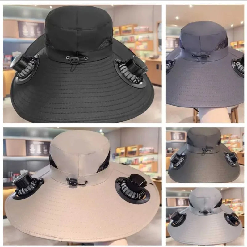 Solar Fan Bucket Hat – Quick Dry UV Sun Hat | Hiking & Camping