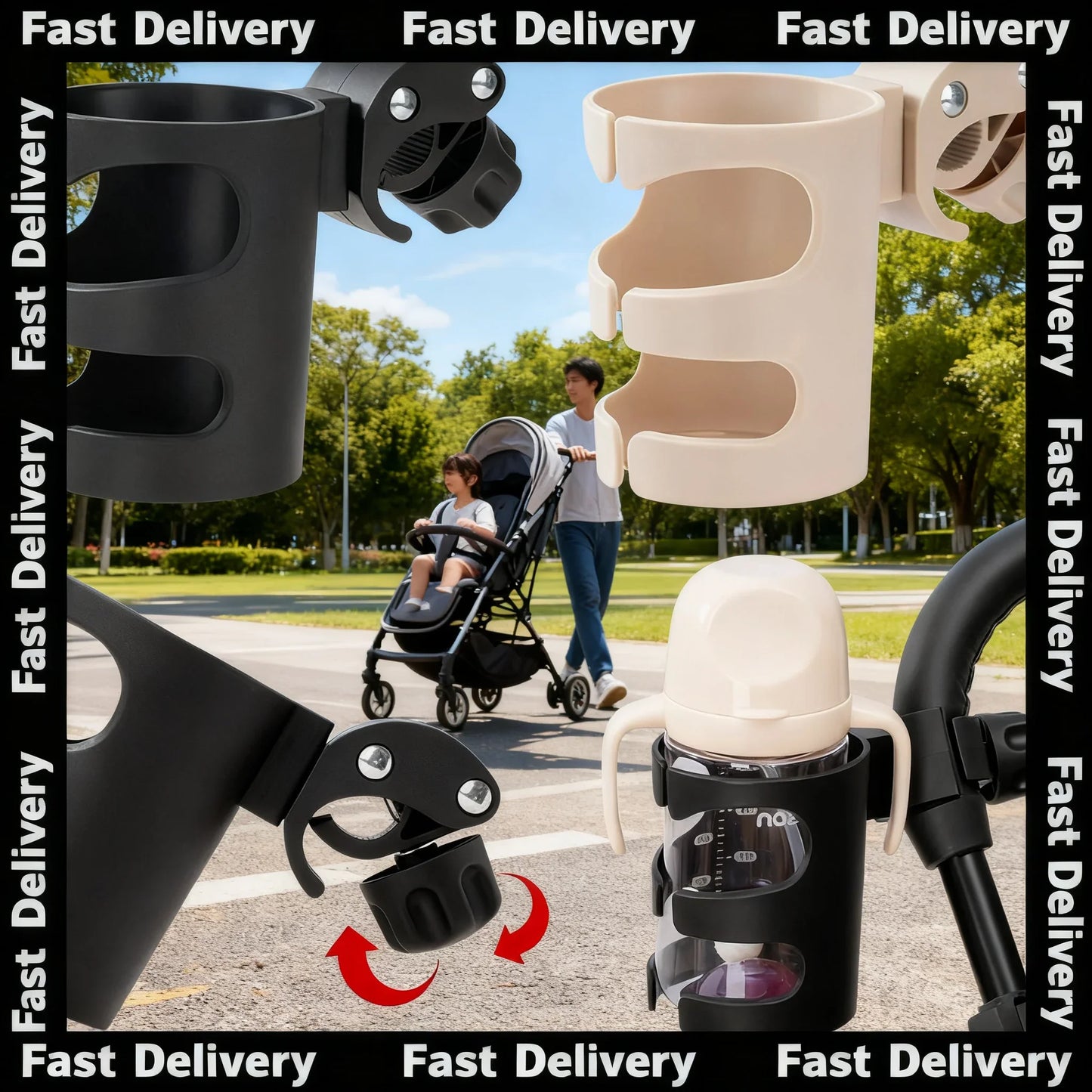 Universal 360° Cup Holder – Stroller, Bike & Wheelchair