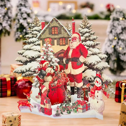 3D Christmas Pop-Up Greeting Card - Snowhouse Forest Elk Design Festive Elderly Party Holiday Decorative Exquisite Paper New Peaceful Pleasures Health and Wellness