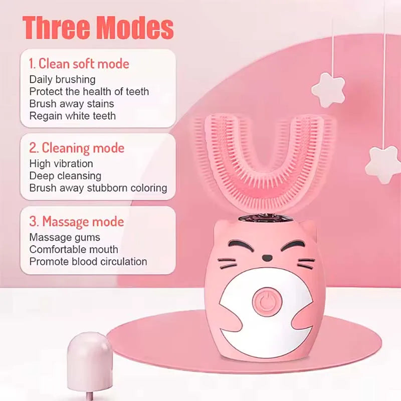 Electric Toothbrush Head for Kids U-shaped 360 Degrees Silicone Tooth Brush Replaceable Head Brush Head Accessories Peaceful Pleasures Health and Wellness
