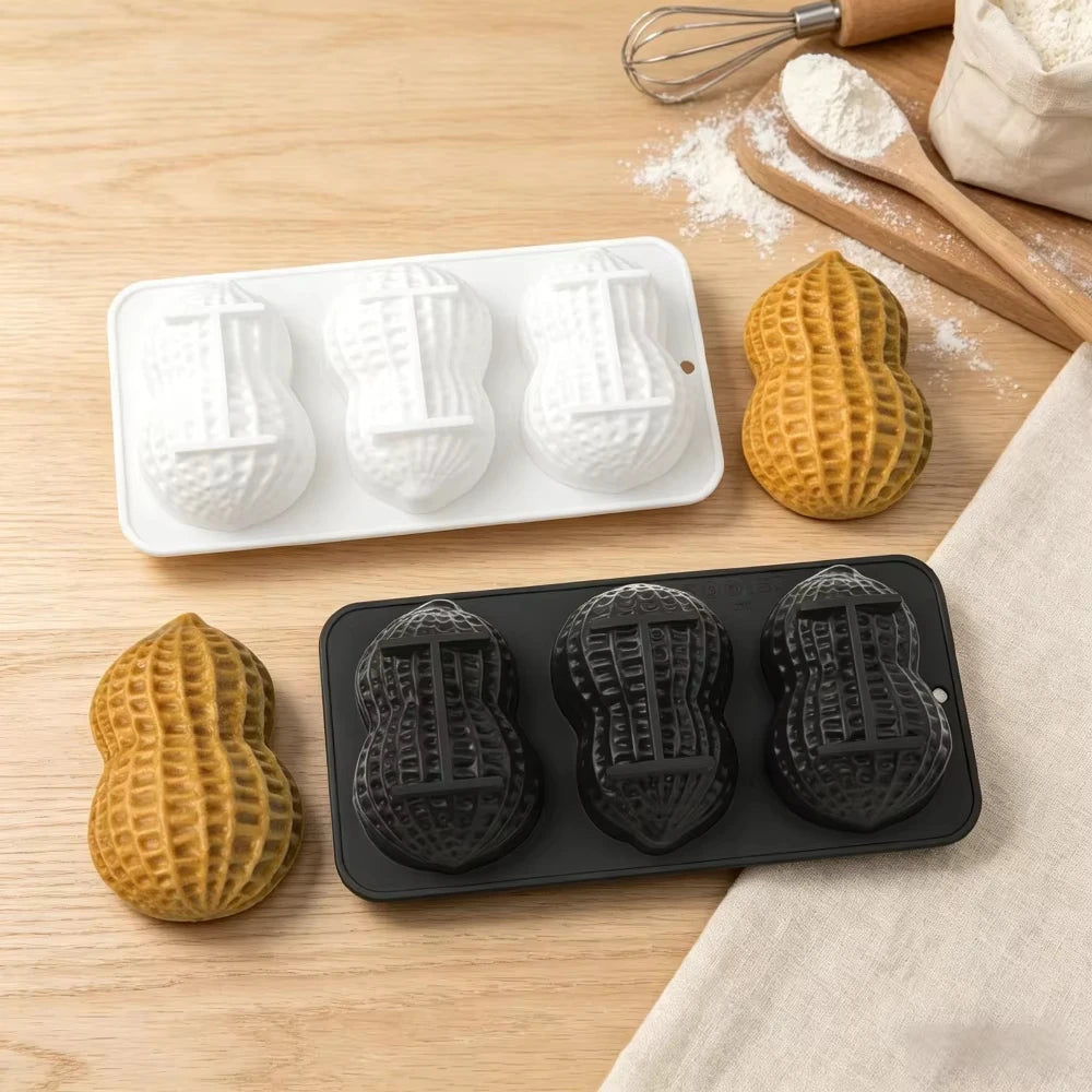 3-Cell Peanut Silicone Mousse Cake Mold | Chocolate Bakeware