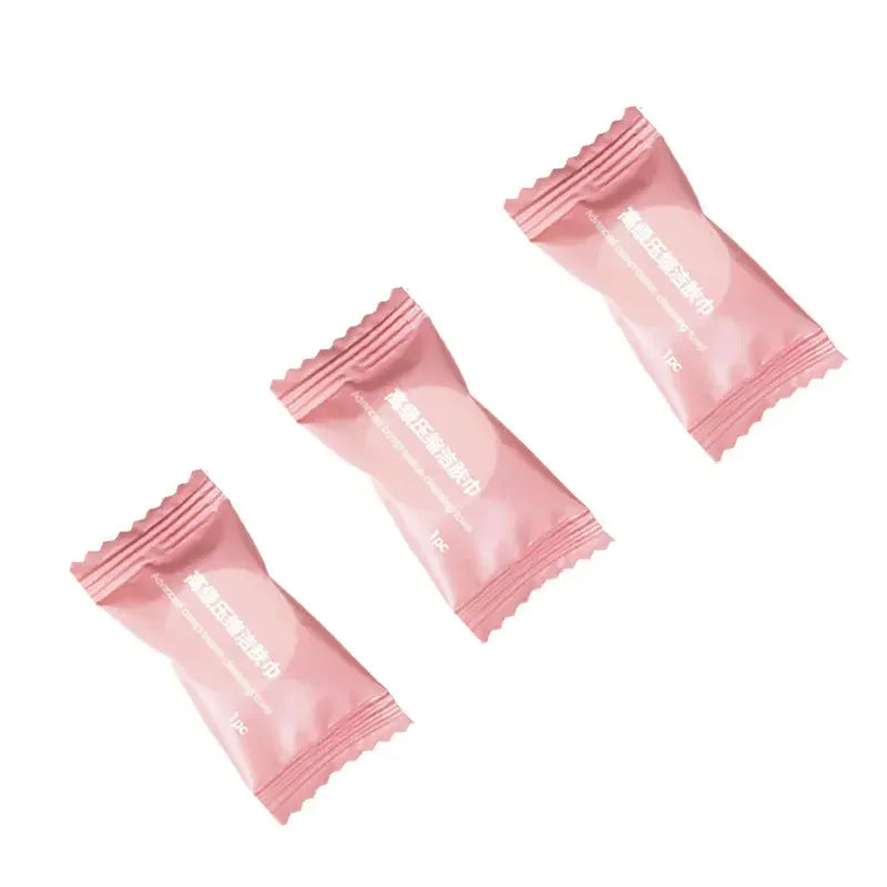 2packs Portable Travel Non-woven Moistened Tissues 50pcs Disposable Compressed Face Towel Outdoor Water Wet Wipe Candy Towels Peaceful Pleasures Health and Wellness