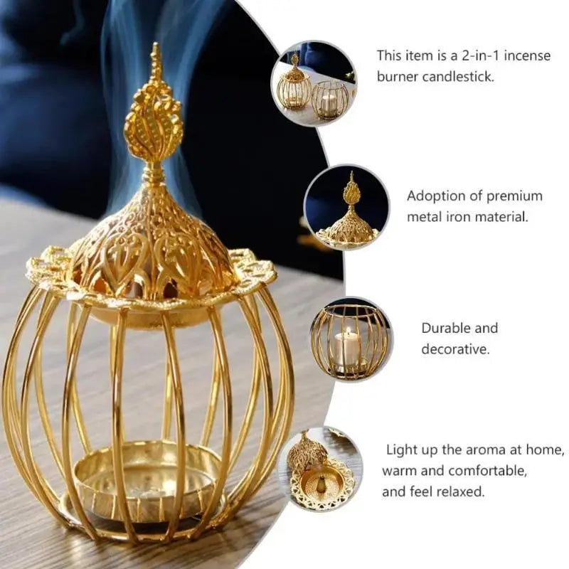 Arabian Gold Incense Burner Iron Candlestick Creative Home Model